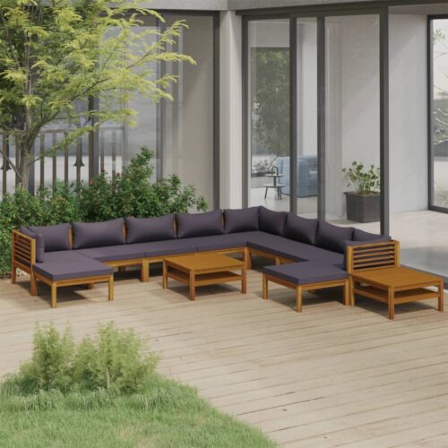 12-Piece Garden Lounge Set with Cushion Acacia Wood Timber Outdoor Patio Furniture - Image 2