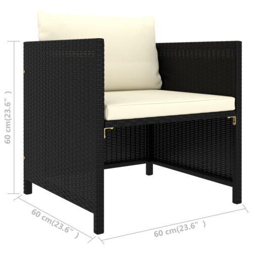 12-Piece Garden Lounge Set with Cushions Poly Rattan Wicker Outdoor Patio Furniture Black - Image 11