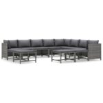 12-Piece Garden Lounge Set with Cushions Poly Rattan Wicker Outdoor Patio Furniture Grey