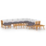 12-Piece Garden Lounge Set with Cushions Wood Timber Outdoor Patio Furniture Acacia