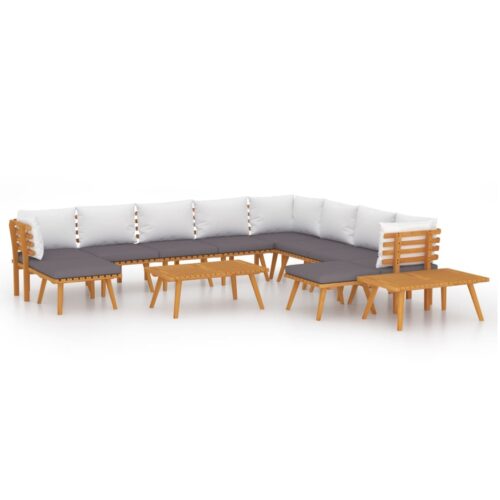 12-Piece Garden Lounge Set with Cushions Wood Timber Outdoor Patio Furniture Acacia