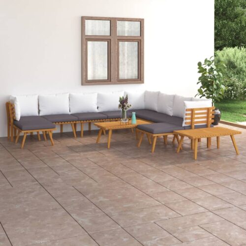 12-Piece Garden Lounge Set with Cushions Wood Timber Outdoor Patio Furniture Acacia - Image 2