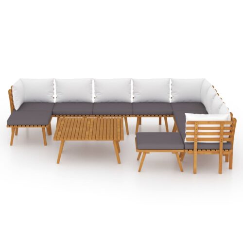 12-Piece Garden Lounge Set with Cushions Wood Timber Outdoor Patio Furniture Acacia - Image 3