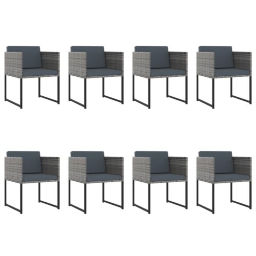 13-Piece Garden Dining Set with Cushions Poly Rattan Wicker Outdoor Patio Furniture Grey - Image 12