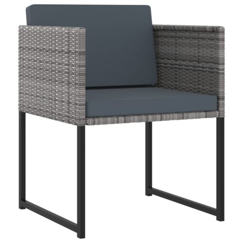13-Piece Garden Dining Set with Cushions Poly Rattan Wicker Outdoor Patio Furniture Grey - Image 3