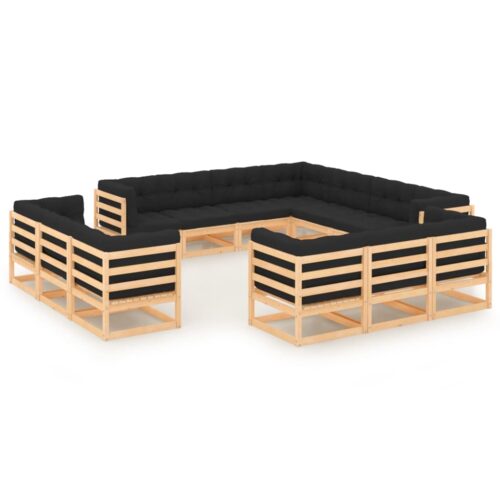 13-Piece Garden Lounge Set with Anthracite Cushions Pine Wood Outdoor Patio Furniture