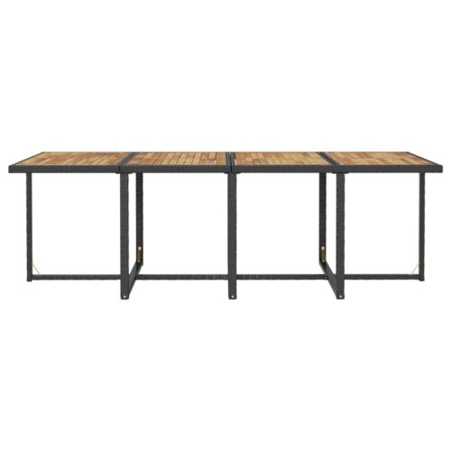 13-Piece Outdoor Dining Set Poly Rattan Wicker Outdoor Patio Furniture Acacia Wood Black - Image 10
