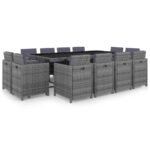 13-Piece Outdoor Dining Set with Cushions Poly Rattan Wicker Outdoor Patio Furniture Anthracite