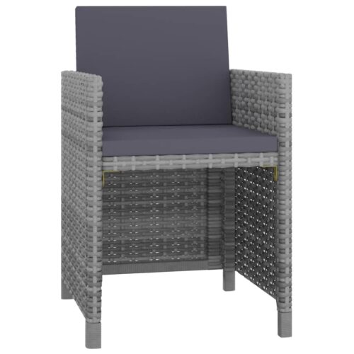 13-Piece Outdoor Dining Set with Cushions Poly Rattan Wicker Outdoor Patio Furniture Anthracite - Image 3