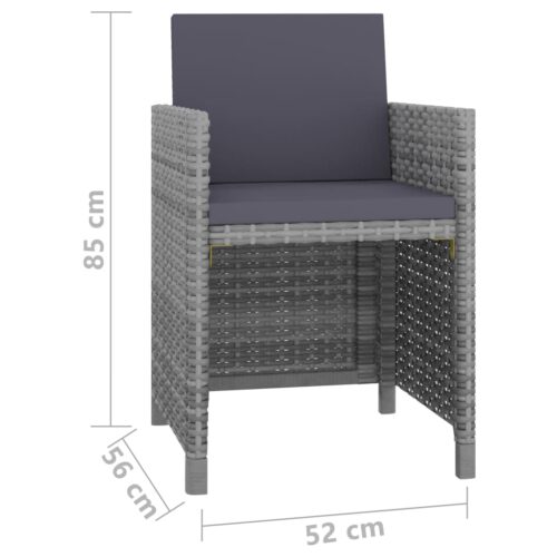 13-Piece Outdoor Dining Set with Cushions Poly Rattan Wicker Outdoor Patio Furniture Anthracite - Image 7