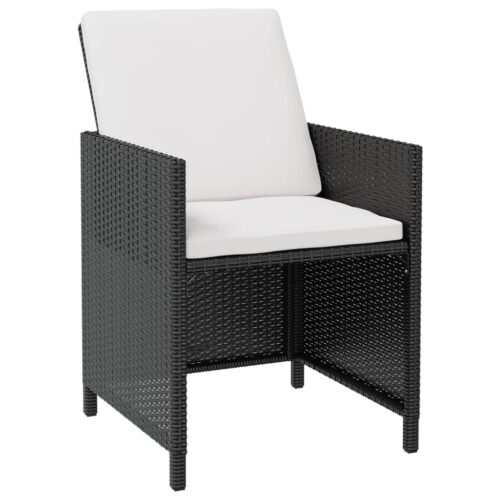 13-Piece Outdoor Dining Set with Cushions Poly Rattan Wicker Outdoor Patio Furniture Black - Image 3