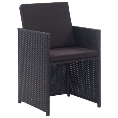 13-Piece Outdoor Dining Set with Cushions Poly Rattan Wicker Outdoor Patio Furniture Black - Image 7