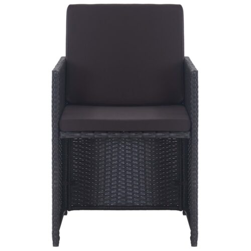 13-Piece Outdoor Dining Set with Cushions Poly Rattan Wicker Outdoor Patio Furniture Black - Image 8