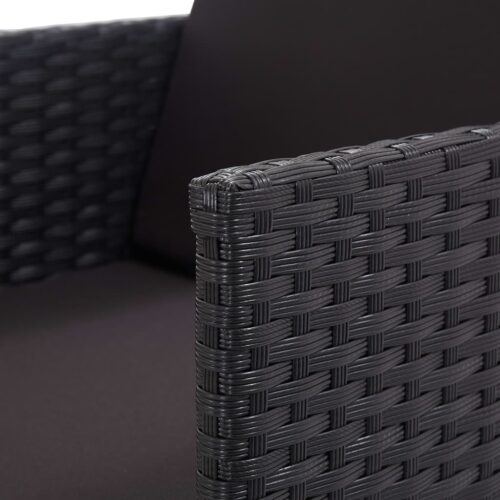 13-Piece Outdoor Dining Set with Cushions Poly Rattan Wicker Outdoor Patio Furniture Black - Image 9