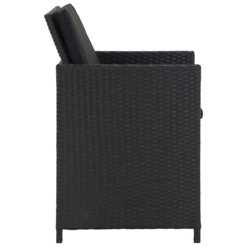 13-Piece Outdoor Dining Set with Cushions Poly Rattan Wicker Outdoor Patio Furniture Black - Image 10