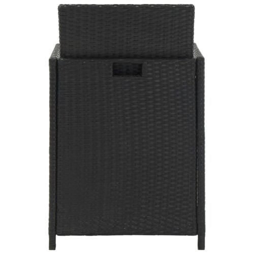 13-Piece Outdoor Dining Set with Cushions Poly Rattan Wicker Outdoor Patio Furniture Black - Image 11