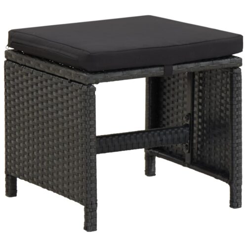 13-Piece Outdoor Dining Set with Cushions Poly Rattan Wicker Outdoor Patio Furniture Black - Image 12