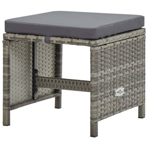 13-Piece Outdoor Dining Set with Cushions Poly Rattan Wicker Outdoor Patio Furniture Grey - Image 9
