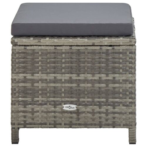 13-Piece Outdoor Dining Set with Cushions Poly Rattan Wicker Outdoor Patio Furniture Grey - Image 10