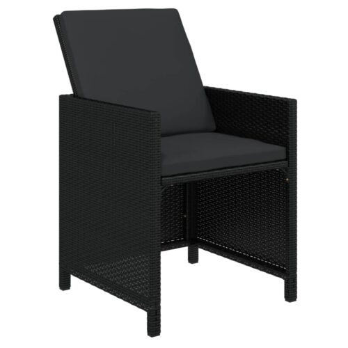 15-Piece Garden Dining Set with Cushions Poly Rattan Wicker Outdoor Patio Furniture Black - Image 5