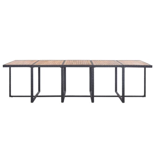 15-Piece Outdoor Dining Set with Cushions Poly Rattan Wicker Outdoor Patio Furniture Black - Image 4