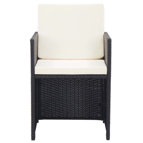 15-Piece Outdoor Dining Set with Cushions Poly Rattan Wicker Outdoor Patio Furniture Black - Image 8