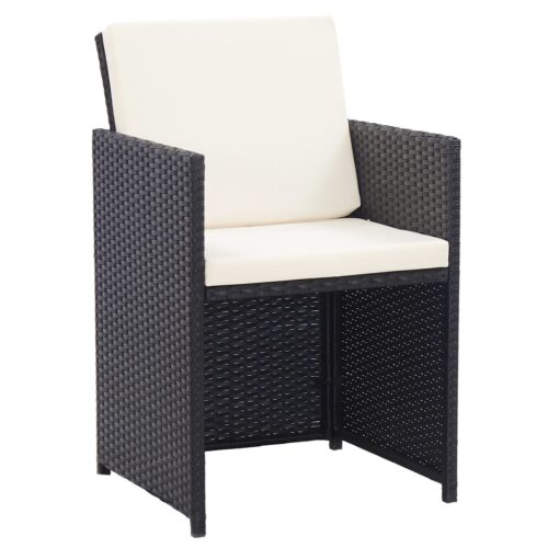 15-Piece Outdoor Dining Set with Cushions Poly Rattan Wicker Outdoor Patio Furniture Black - Image 9