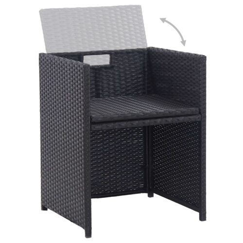 15-Piece Outdoor Dining Set with Cushions Poly Rattan Wicker Outdoor Patio Furniture Black - Image 10