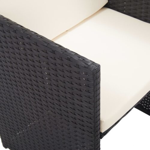 15-Piece Outdoor Dining Set with Cushions Poly Rattan Wicker Outdoor Patio Furniture Black - Image 11