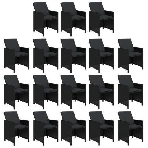 19-Piece Garden Dining Set with Cushions Poly Rattan Wicker Outdoor Patio Furniture Black - Image 4