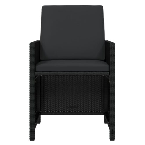 19-Piece Garden Dining Set with Cushions Poly Rattan Wicker Outdoor Patio Furniture Black - Image 6