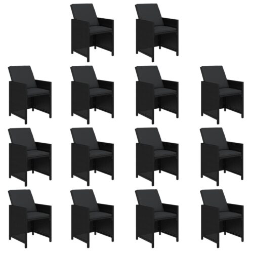 19-Piece Garden Dining Set with Cushions Poly Rattan Wicker Outdoor Patio Furniture Black - Image 4