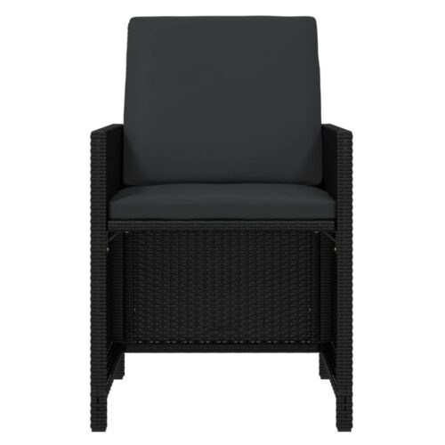19-Piece Garden Dining Set with Cushions Poly Rattan Wicker Outdoor Patio Furniture Black - Image 6