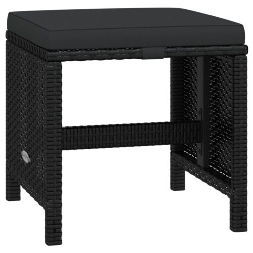 19-Piece Garden Dining Set with Cushions Poly Rattan Wicker Outdoor Patio Furniture Black - Image 8