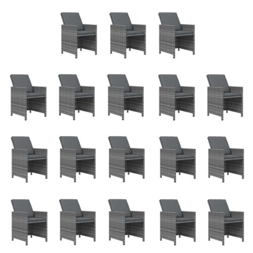 19-Piece Garden Dining Set with Cushions Poly Rattan Wicker Outdoor Patio Furniture Grey - Image 4