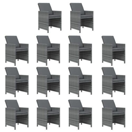 19-Piece Garden Dining Set with Cushions Poly Rattan Wicker Outdoor Patio Furniture Grey - Image 4