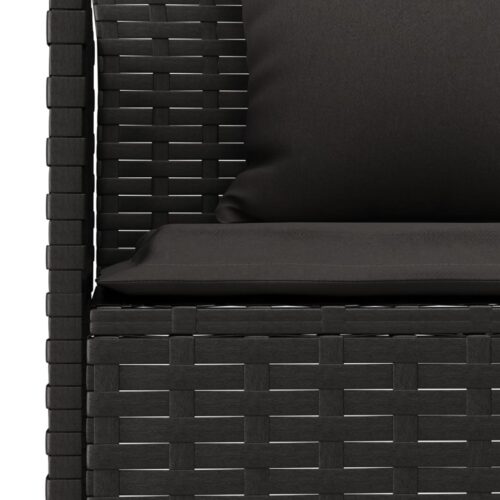 2-Piece Garden Dining Set with Cushions Black Poly Rattan Wicker Outdoor Patio Furniture - Image 6
