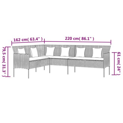 2-Piece Garden Dining Set with Cushions Black Poly Rattan Wicker Outdoor Patio Furniture - Image 8