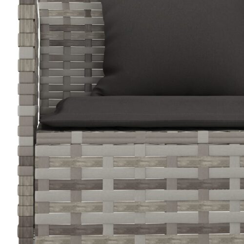 2-Piece Garden Dining Set with Cushions Grey Poly Rattan Wicker Outdoor Patio Furniture - Image 6