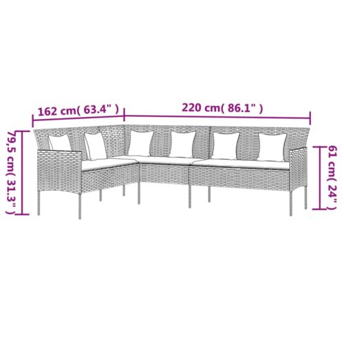 2-Piece Garden Dining Set with Cushions Grey Poly Rattan Wicker Outdoor Patio Furniture - Image 8