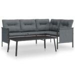 2-Piece Outdoor Sofa Set Garden Patio Lounge Chairs Table Furniture Steel