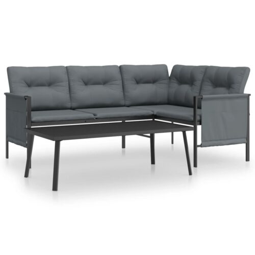 2-Piece Outdoor Sofa Set Garden Patio Lounge Chairs Table Furniture Steel