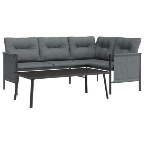 2-Piece Outdoor Sofa Set Garden Patio Lounge Chairs Table Furniture Steel - Image 3