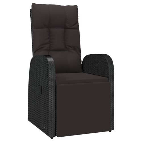 2-Piece Garden Lounge Set Black Poly Rattan Wicker Outdoor Patio Furniture&Steel - Image 4
