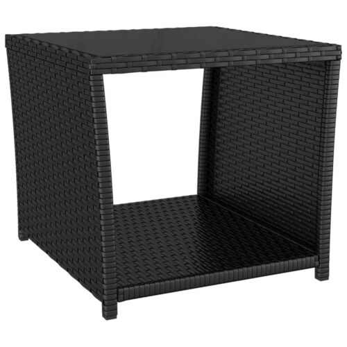 2-Piece Garden Lounge Set Black Poly Rattan Wicker Outdoor Patio Furniture&Steel - Image 5