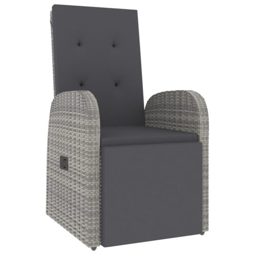 2-Piece Garden Lounge Set Grey Poly Rattan Wicker Outdoor Patio Furniture&Solid Wood Acacia - Image 4