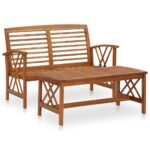 2-Piece Garden Lounge Set Acacia Wood Timber Outdoor Patio Furniture