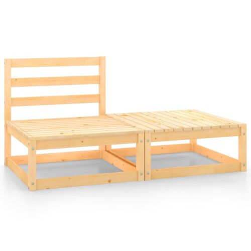 2-Piece Garden Lounge Set Pine Wood Outdoor Patio Furniture