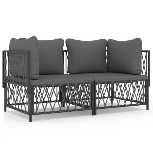 2-Piece Garden Lounge Set with Cushions Anthracite Steel