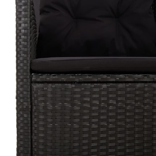 2-Piece Garden Lounge Set with Cushions Black Poly Rattan Wicker Outdoor Patio Furniture - Image 7